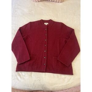 Appleseeds Womens Pink Wool Button Cardigan Sweater Size‎ Large Long Sleeve